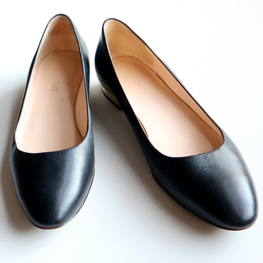 Nine West Fiore Black Leather Low Heel Pumps Ballerinas Flats Slip-on Shoes 7